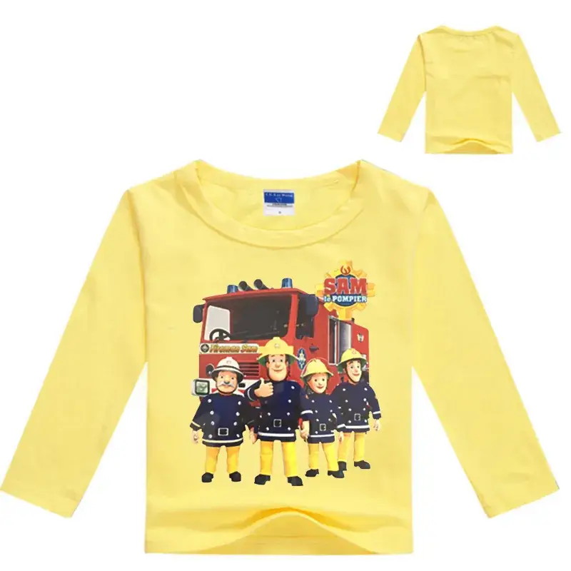 Anime Fire Truck Long Sleeve T-Shirt for Boys Black - Image 8