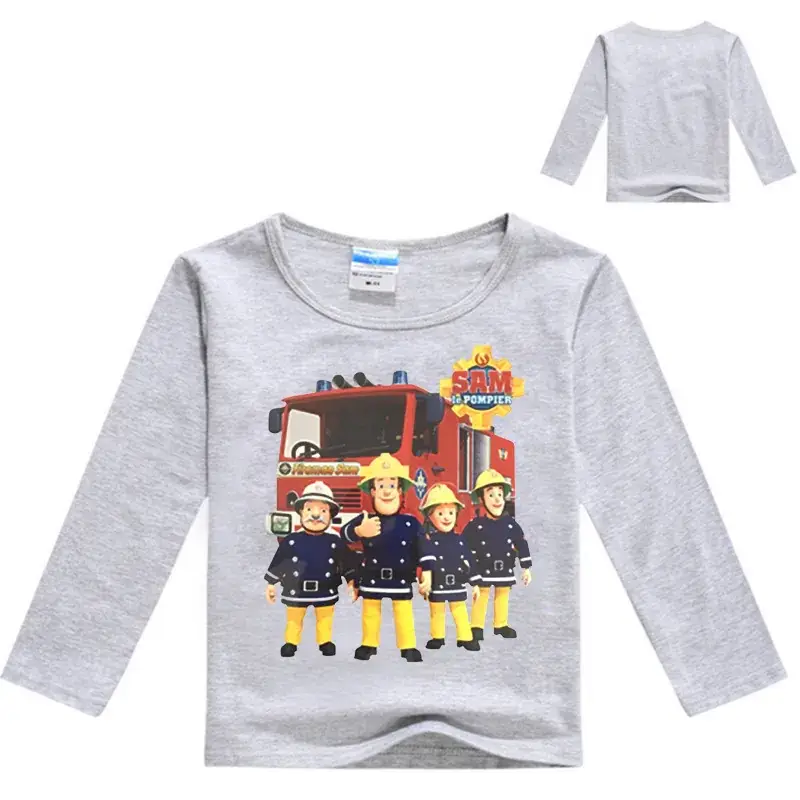 Anime Fire Truck Long Sleeve T-Shirt for Boys Black — feature 3
