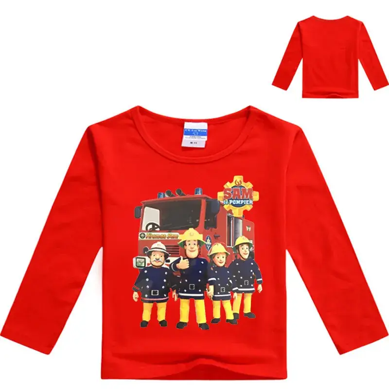 Anime Fire Truck Long Sleeve T-Shirt for Boys Black — feature 5
