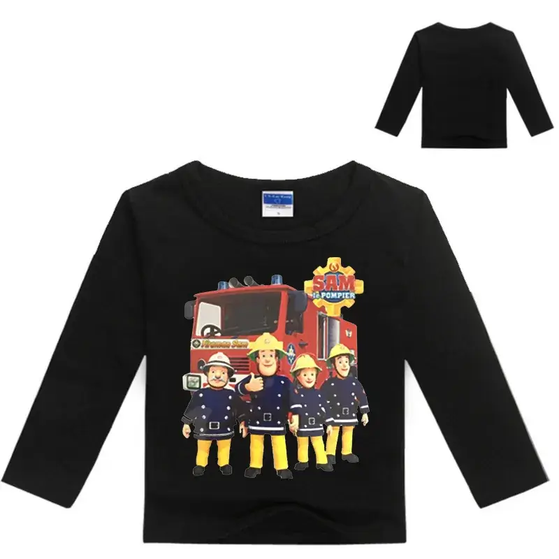 Anime Fire Truck Long Sleeve T-Shirt for Boys Black — feature 6