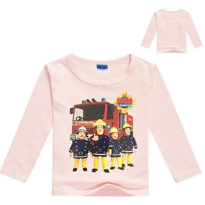 Anime Fire Truck Long Sleeve T-Shirt for Boys Black - Image 2