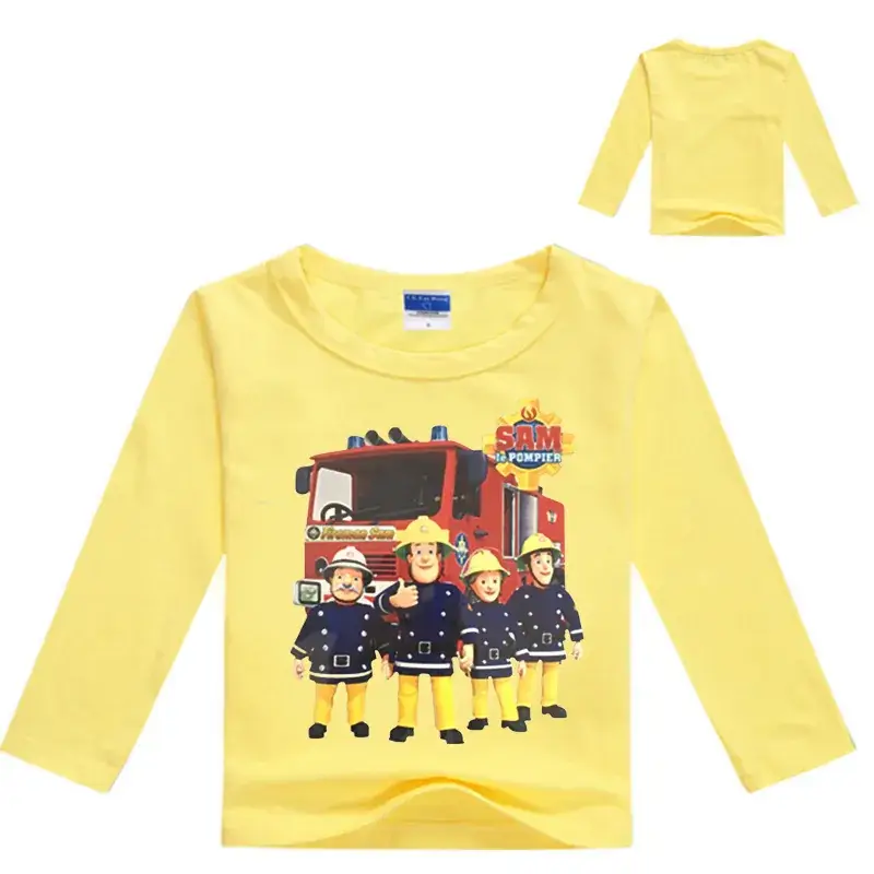 Anime Fire Truck Long Sleeve T-Shirt for Boys Black - Image 3