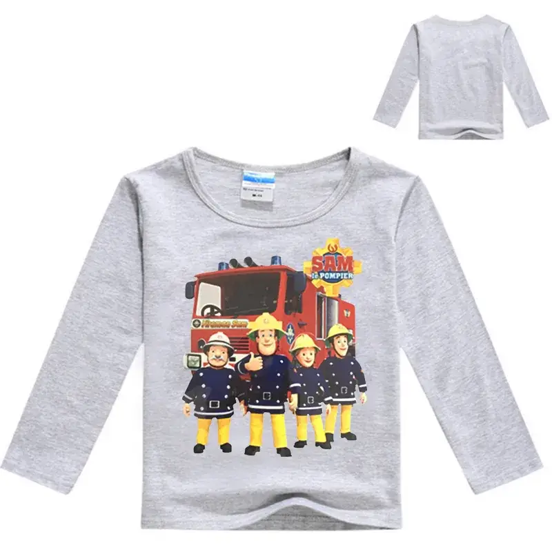 Anime Fire Truck Long Sleeve T-Shirt for Boys Black - Image 5