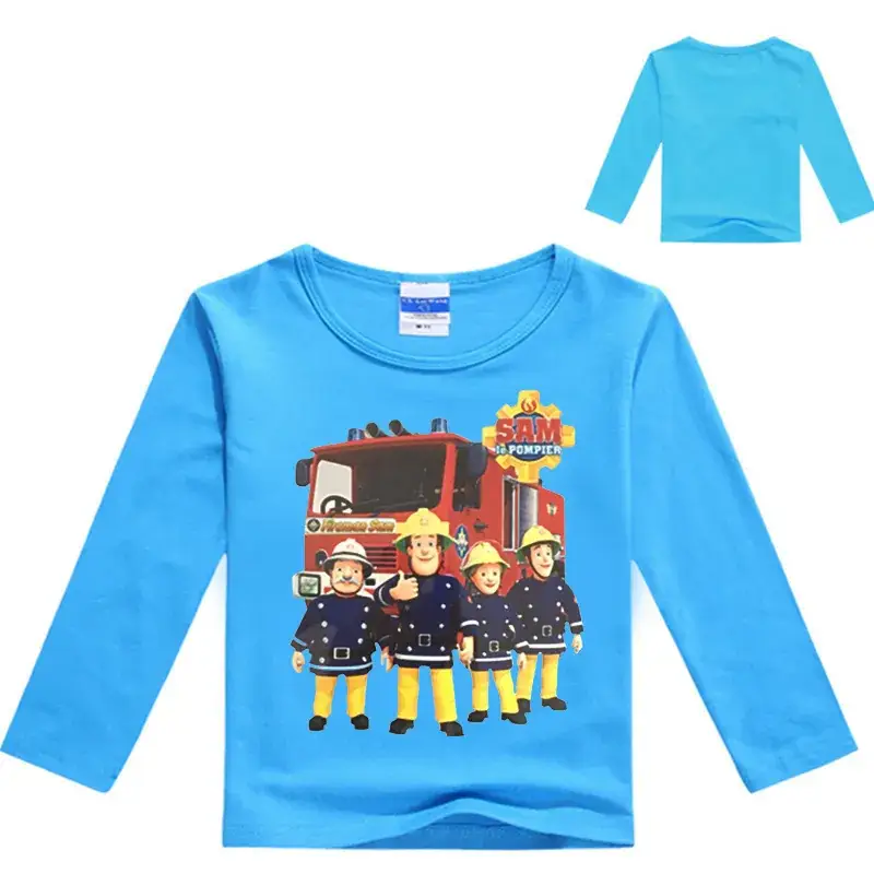 Anime Fire Truck Long Sleeve T-Shirt for Boys Black - Image 7