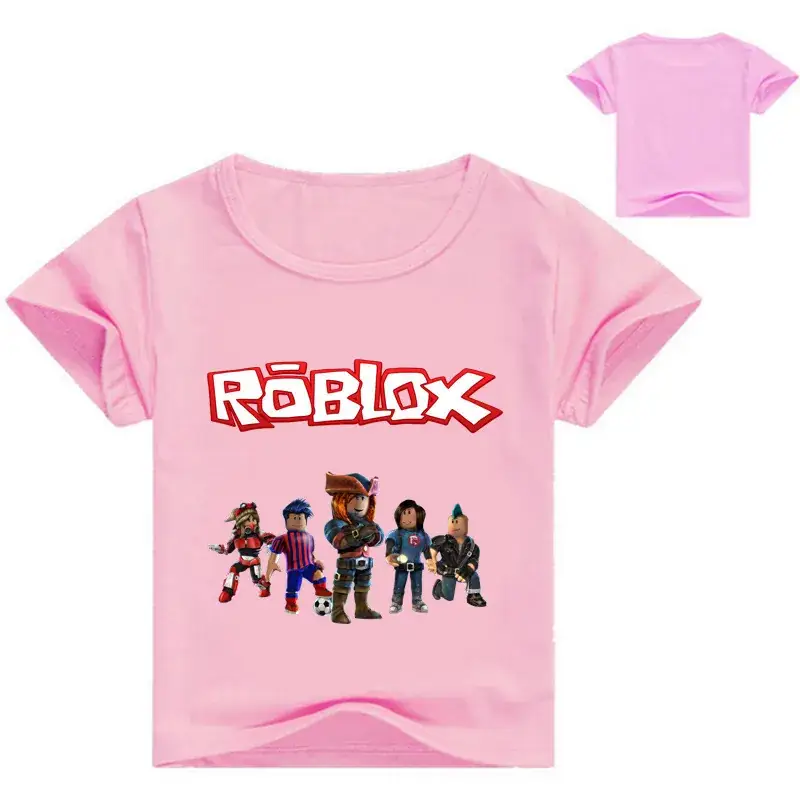 Roblox Cartoon Print Kids T-Shirt White Short Sleeve