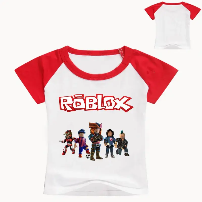 Roblox Cartoon Print Kids T-Shirt White Short Sleeve