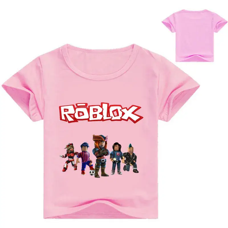 Roblox Cartoon Print Kids T-Shirt White Short Sleeve