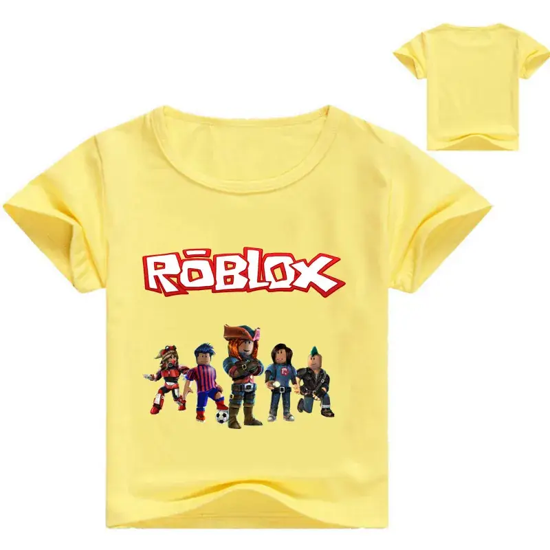 Roblox Cartoon Print Kids T-Shirt White Short Sleeve