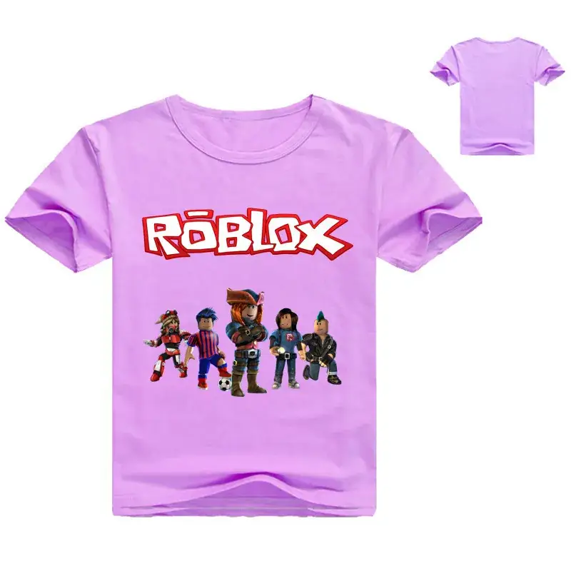 Roblox Cartoon Print Kids T-Shirt White Short Sleeve