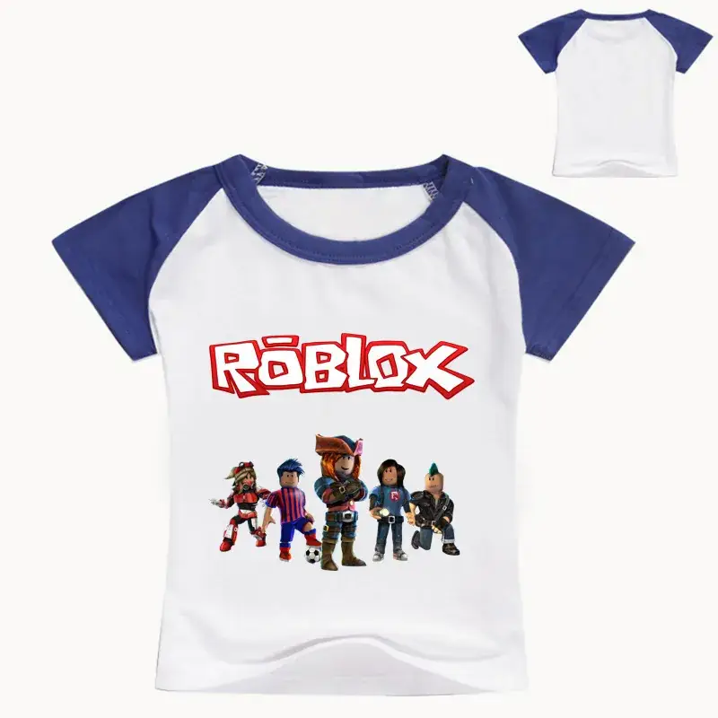 Roblox Cartoon Print Kids T-Shirt White Short Sleeve