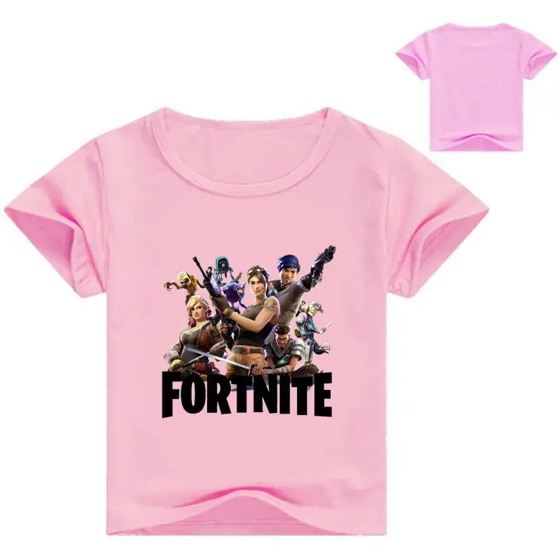 Fortnite Printed Pink T-Shirt for Girls Round Neck Short Sleeve - Image 2