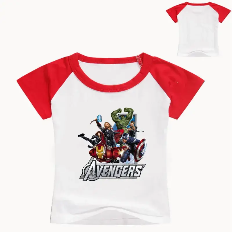 Avengers Graphic T-Shirt for Kids White Red Sleeve - Image 5