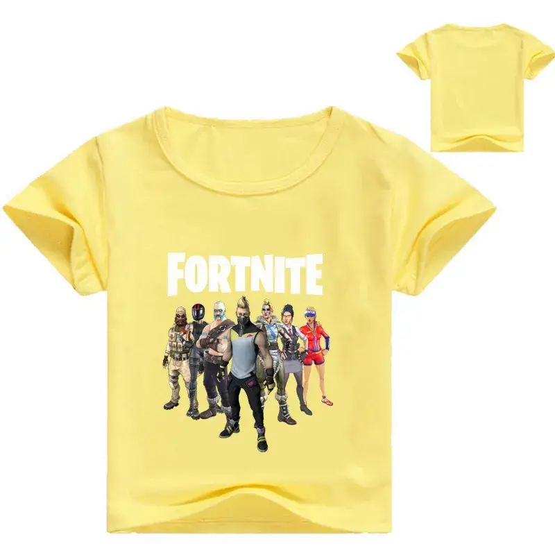 2018 Fortnite Kids T-Shirt White Yellow Round Neck — feature 5