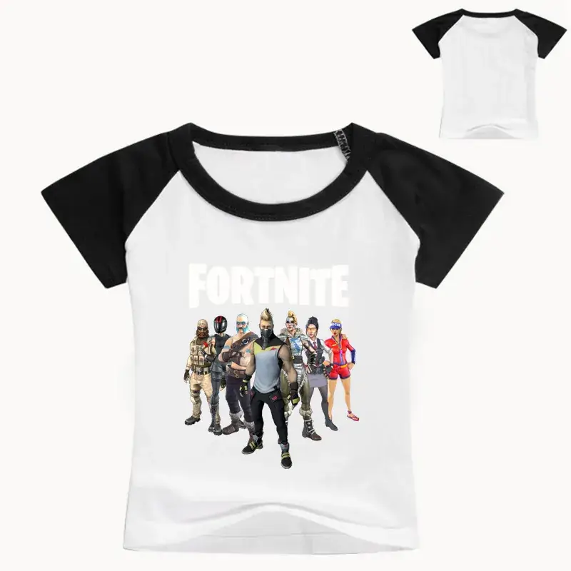 2018 Fortnite Kids T-Shirt White Yellow Round Neck