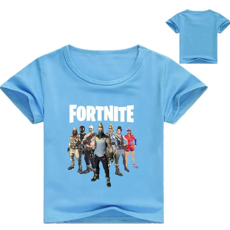 2018 Fortnite Kids T-Shirt White Yellow Round Neck