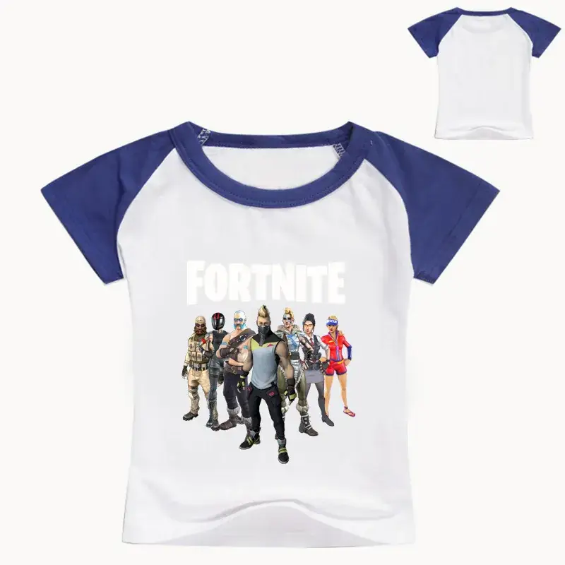 2018 Fortnite Kids T-Shirt White Yellow Round Neck