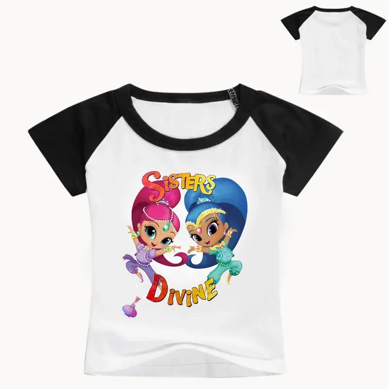 2017 Cartoon Girls T-Shirt Red White Sleeve Set — feature 2