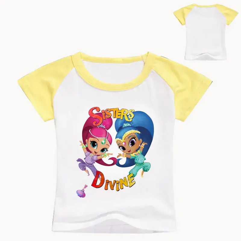 2017 Cartoon Girls T-Shirt Red White Sleeve Set — feature 4