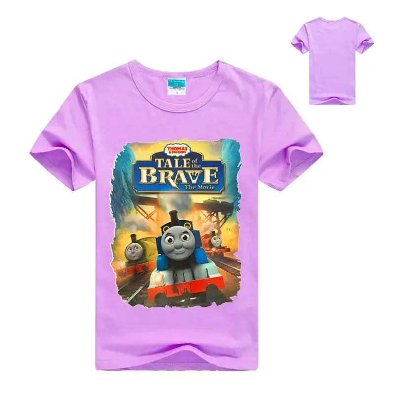 Children's Purple Cartoon T-Shirt Set with Back - Image 5