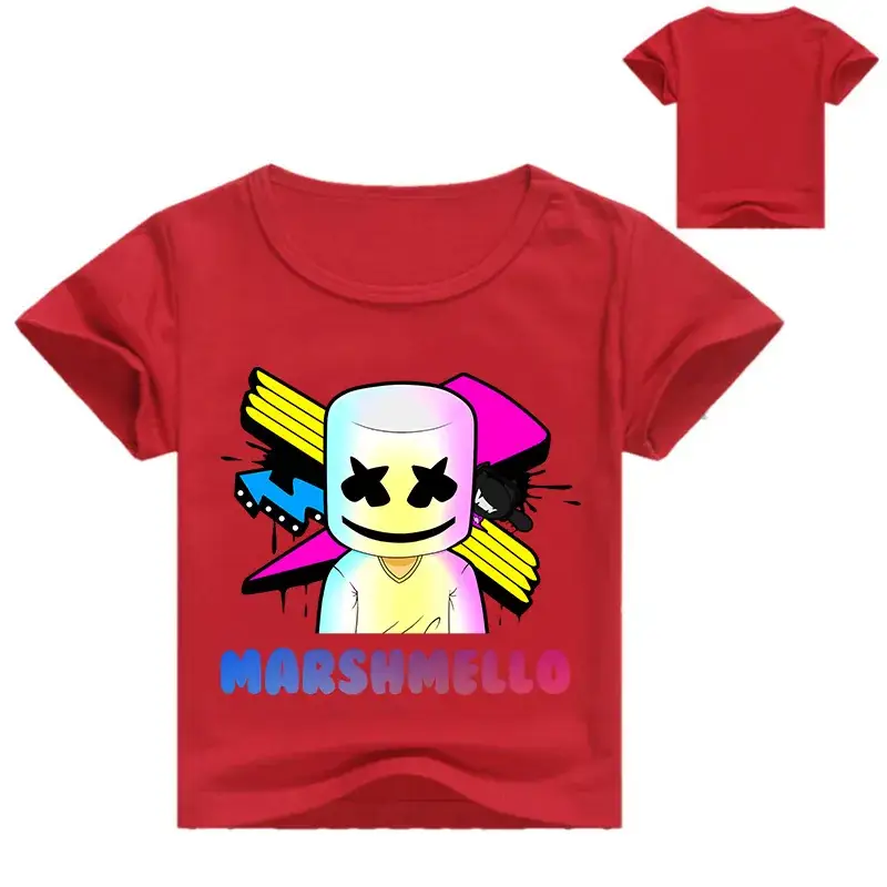 Marshmello Kids T-Shirt Red White 0232-1 — feature 4