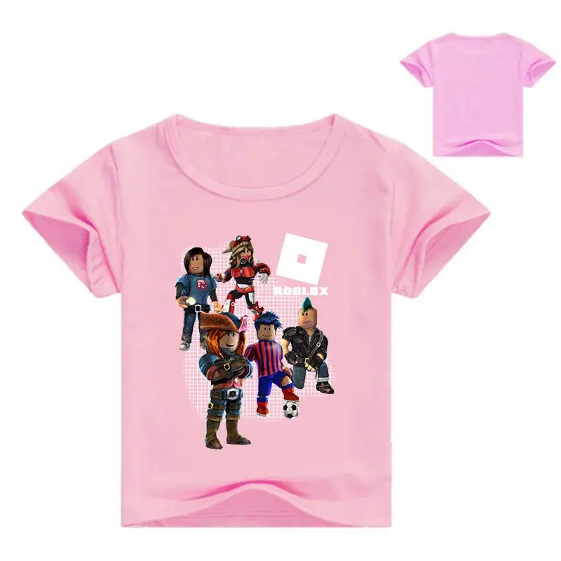 Pink Cartoon Print Kids T-Shirt Set for Girls