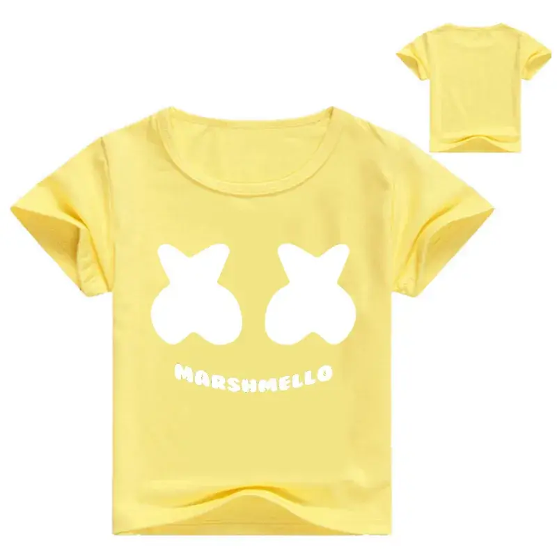 Marismello Print Yellow T-Shirt for Kids Round Neck Short Sleeve