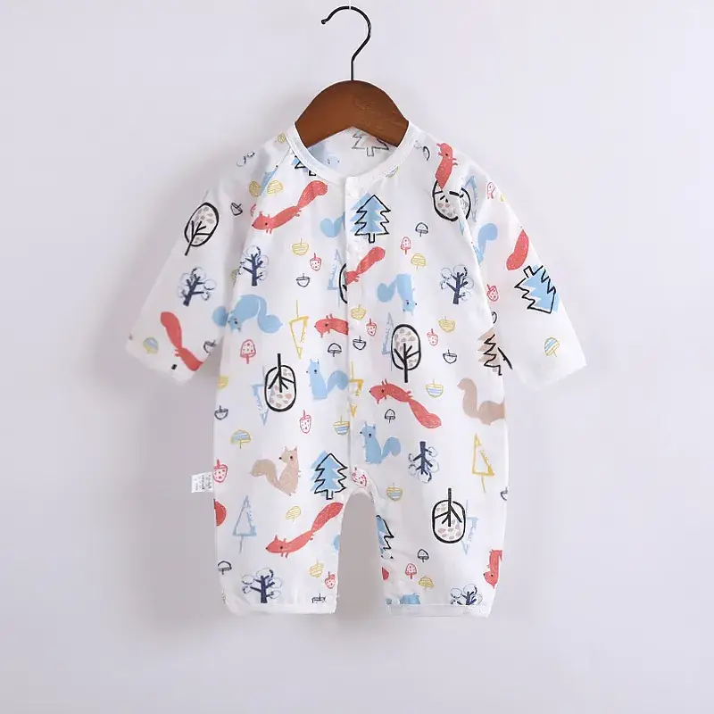 Spring Printed Cotton Infant Romper Double Layer - Image 2