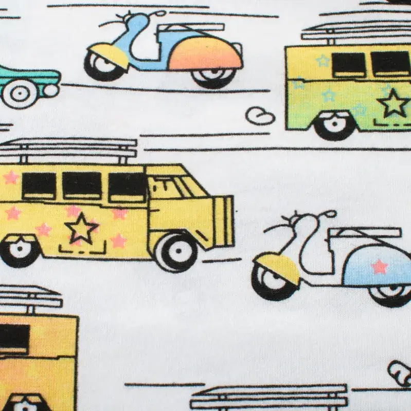 Kids Car Print T-Shirt White Short Sleeve Summer 2024 - Image 2