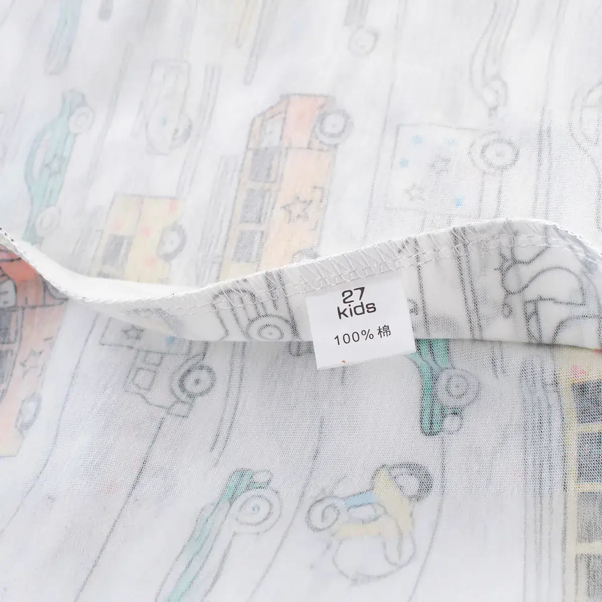 Kids Car Print T-Shirt White Short Sleeve Summer 2024 - Image 3