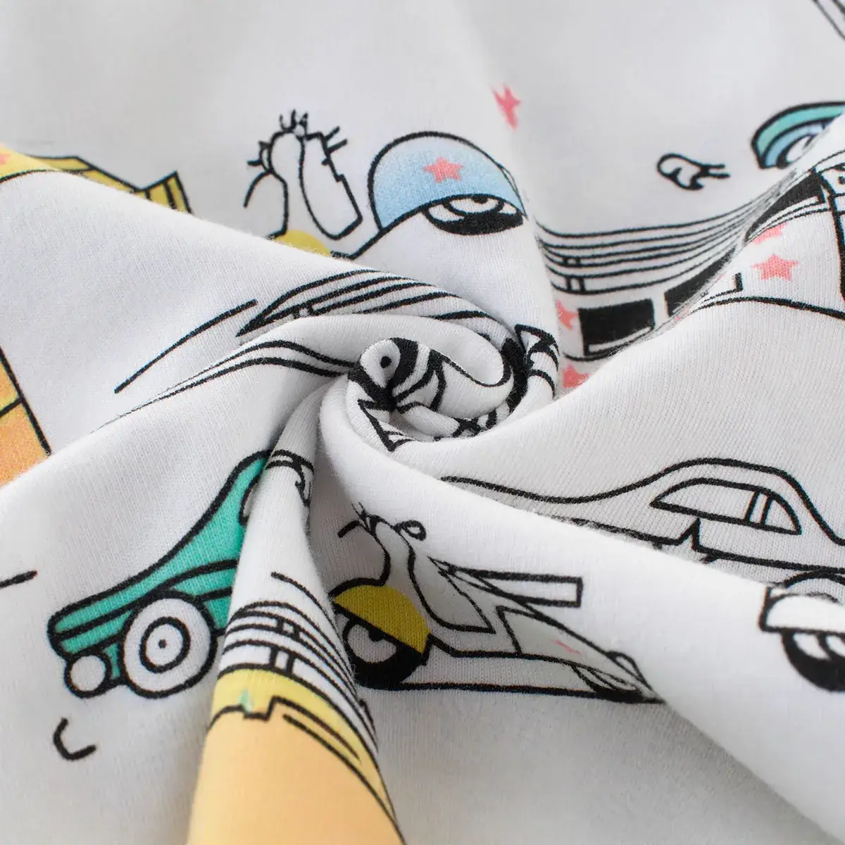 Kids Car Print T-Shirt White Short Sleeve Summer 2024 - Image 4