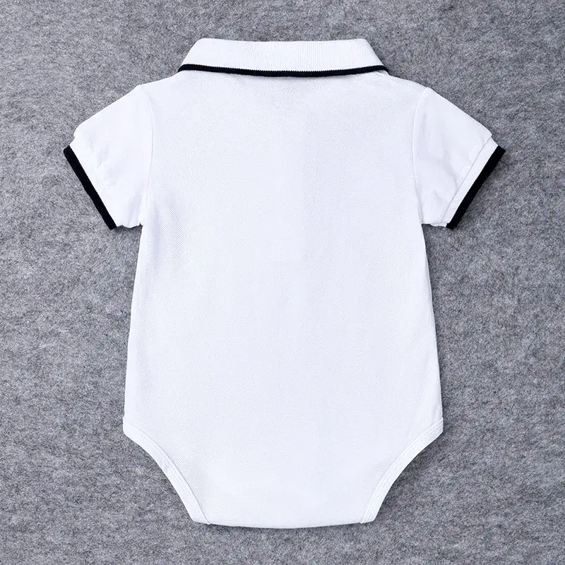 Baby White Cotton Lapel Shorts Suit One-Piece Korean Style