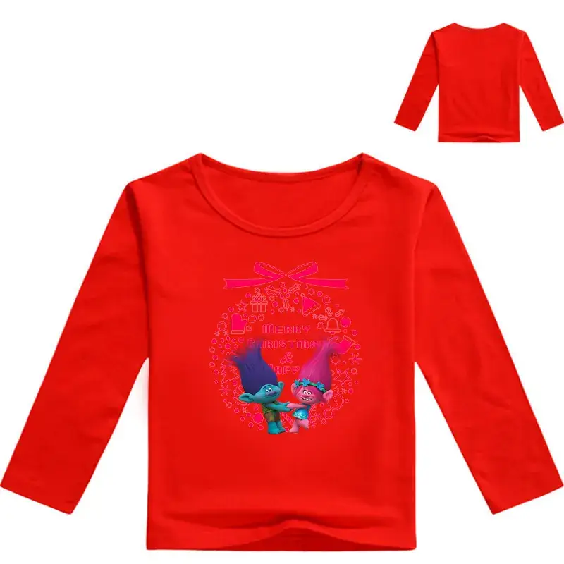 Red Long Sleeve Cartoon Top for Girls M444