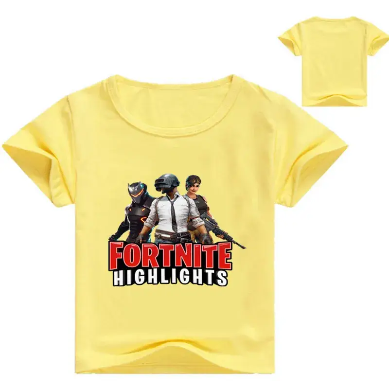 Fortnite Highlights Printed T-Shirt for Kids White Yellow — feature 10