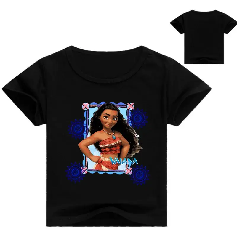 Blue Cartoon T-Shirt for Girls with Princess Design