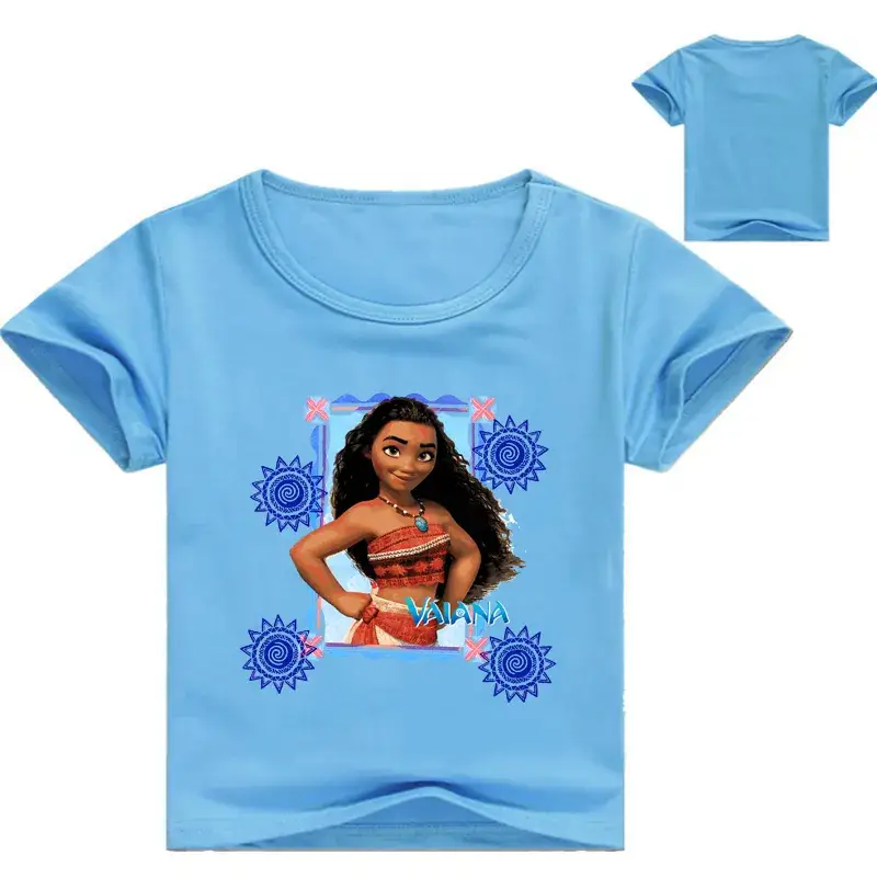 Blue Cartoon T-Shirt for Girls with Princess Design