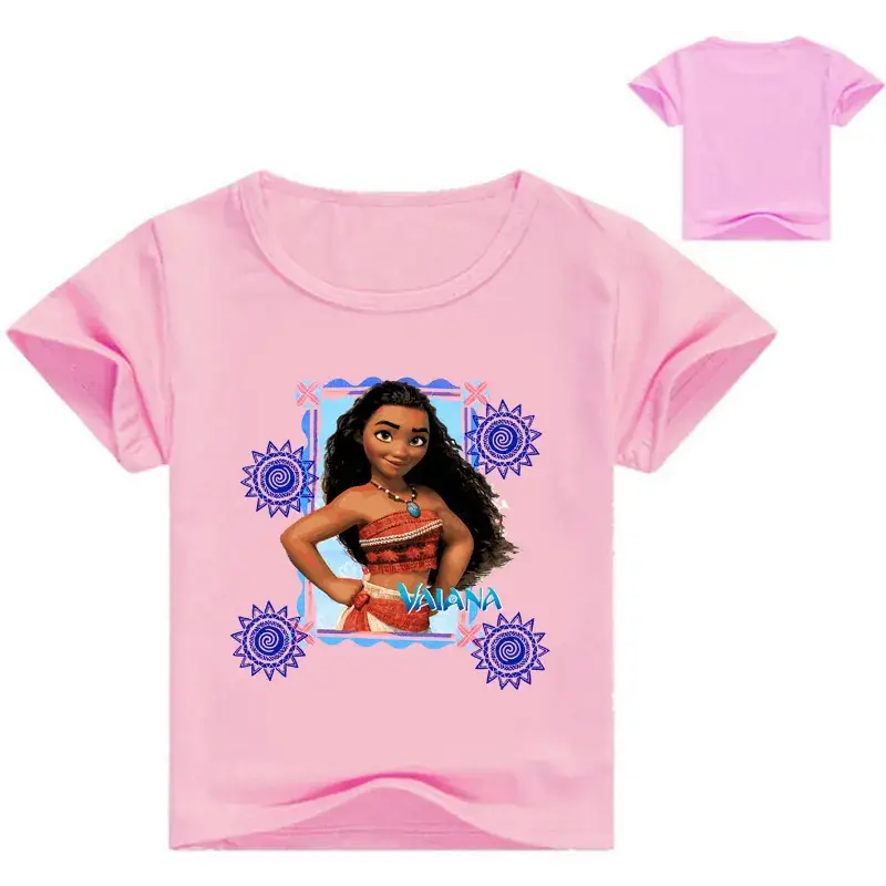 Blue Cartoon T-Shirt for Girls with Princess Design