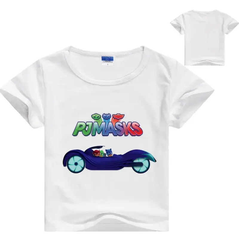 Boys T-shirt Red White Cartoon Motorcycle Print - Image 15
