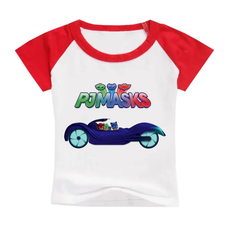Boys T-shirt Red White Cartoon Motorcycle Print — feature 11