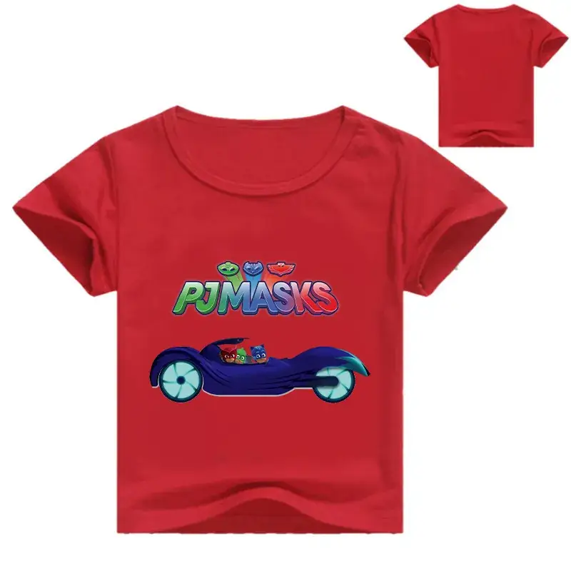 Boys T-shirt Red White Cartoon Motorcycle Print — feature 7