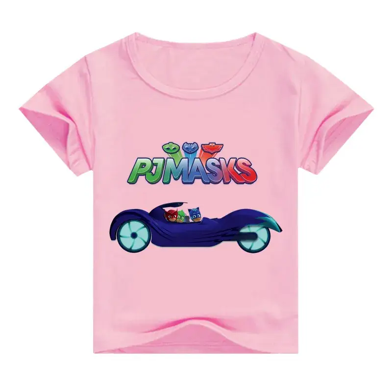 Boys T-shirt Red White Cartoon Motorcycle Print - Image 2