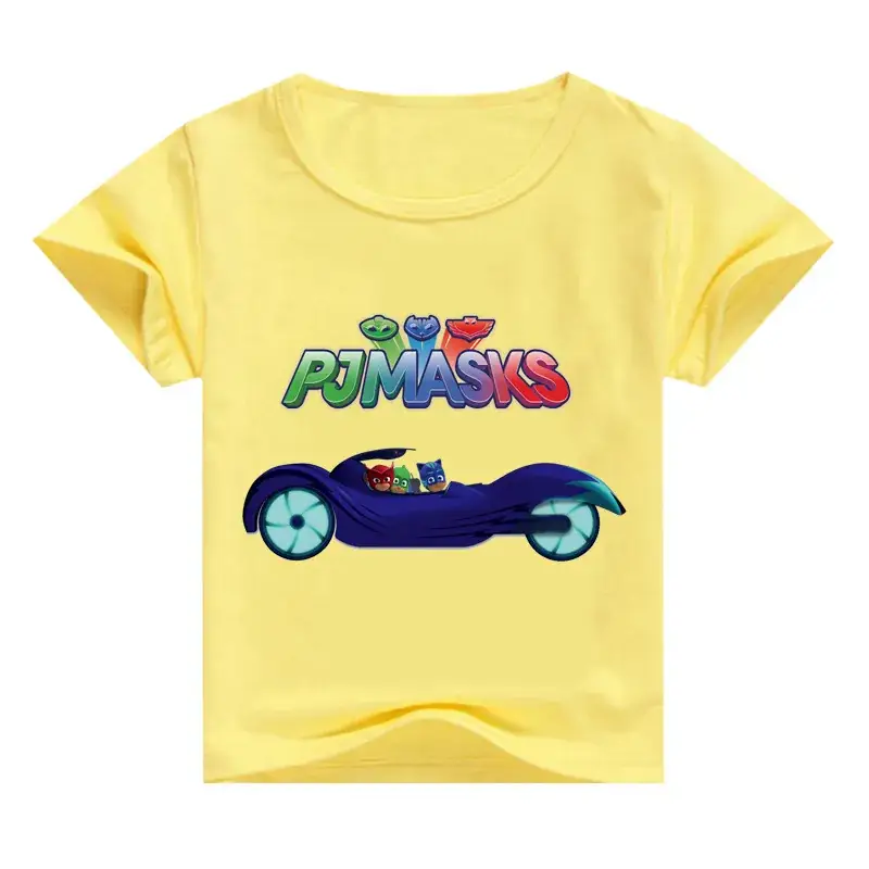 Boys T-shirt Red White Cartoon Motorcycle Print - Image 3