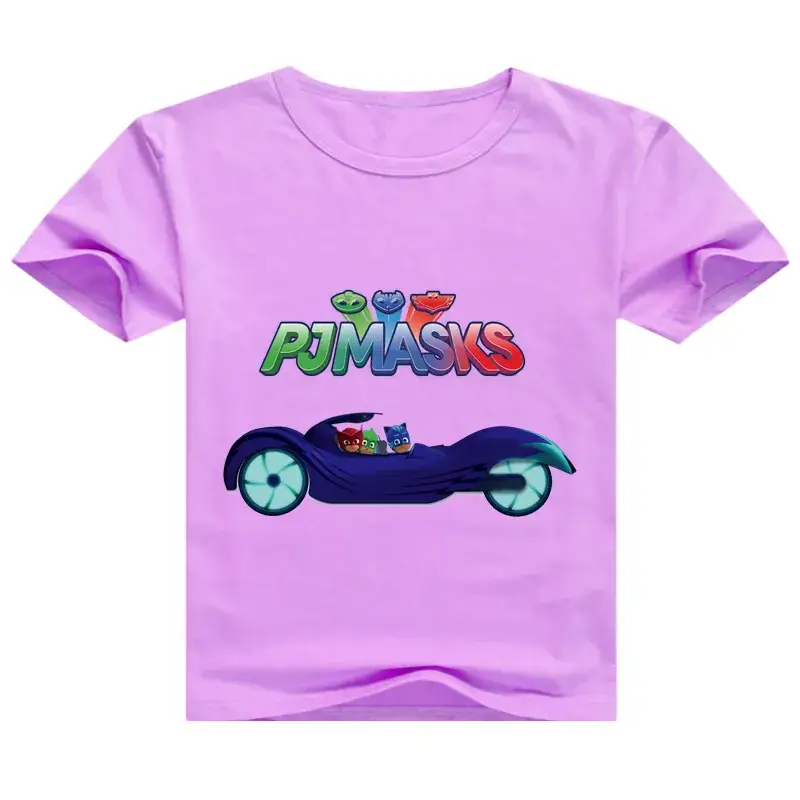 Boys T-shirt Red White Cartoon Motorcycle Print - Image 5