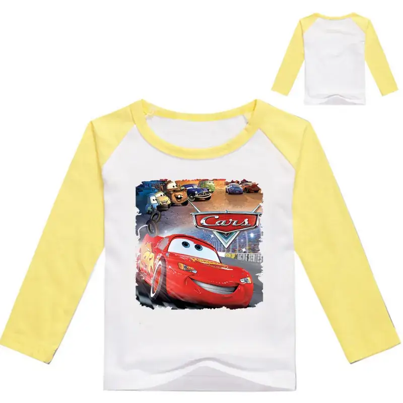 New Boys Long Sleeve T-Shirt Cartoon Print Yellow White - Image 9