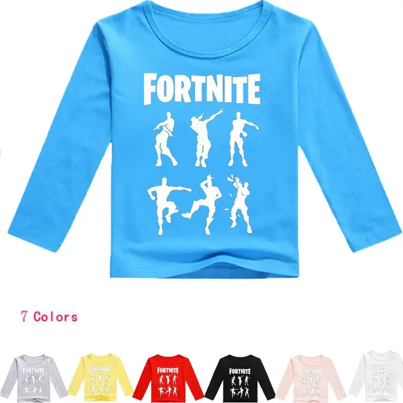 Fortnite Printed Kids Long Sleeve T-Shirt Blue 7 Colors