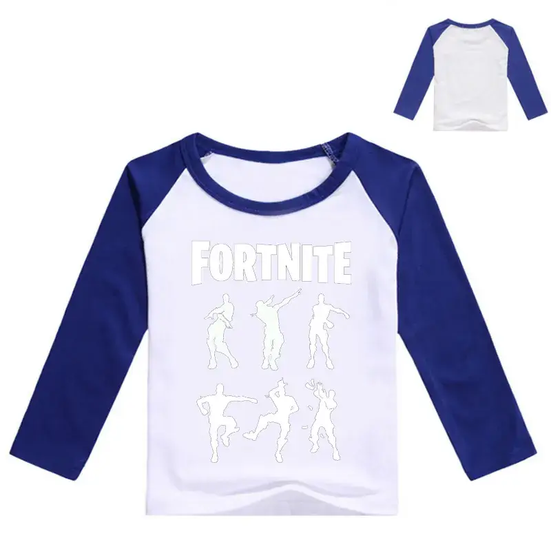 Fortnite Printed Kids Long Sleeve T-Shirt Blue 7 Colors — feature 5