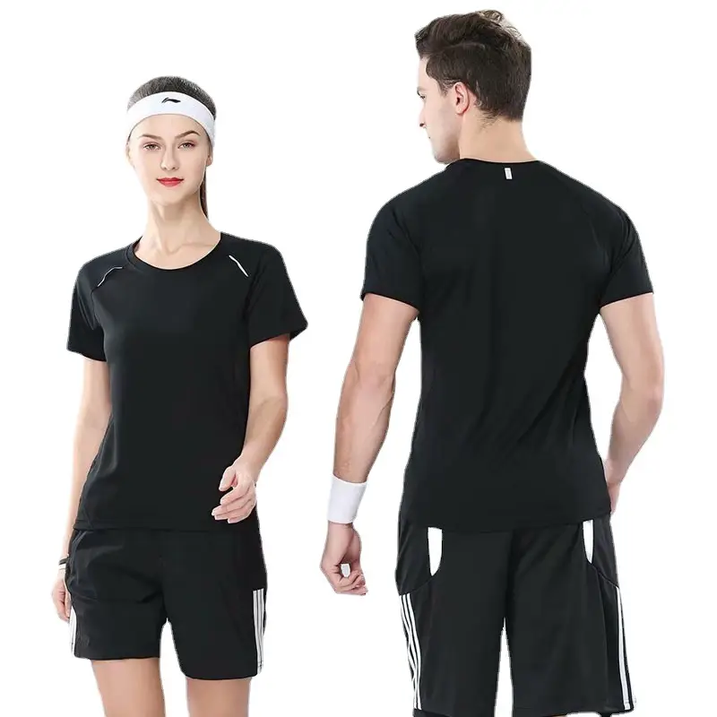 Men Women Black Athletic T-Shirt Quick Dry - Image 13