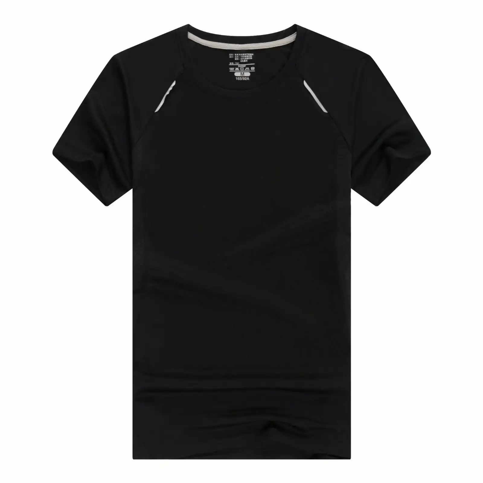 Men Women Black Athletic T-Shirt Quick Dry - Image 5