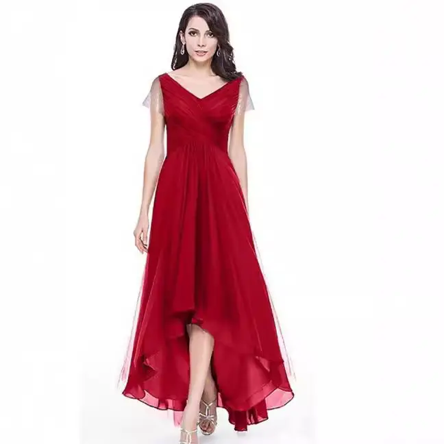 Black Long Skirt Dress with V-Neck and Tulle Layers - Image 5