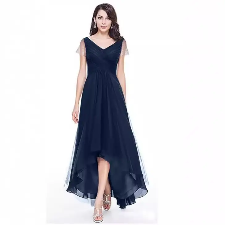 Black Long Skirt Dress with V-Neck and Tulle Layers - Image 6
