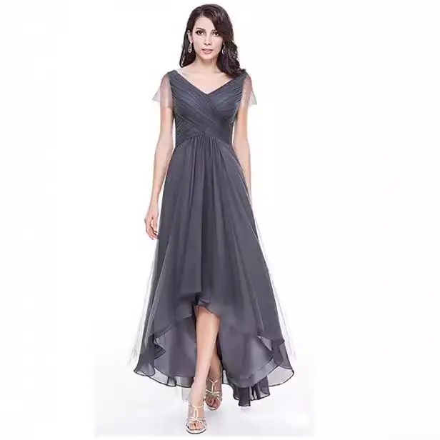Black Long Skirt Dress with V-Neck and Tulle Layers - Image 8